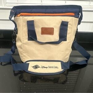 Disney Cruise Line Insulated Cooler Tote Bag Navy Tan Orange Logo Strap